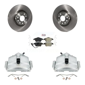 Front Brake Caliper Rotor Semi-Metallic Pad Kit For Volkswagen Jetta Beetle GTI Audi Eos KC8-100111N