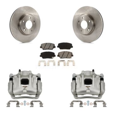 Front Disc Brake Caliper Rotors & Semi-Metallic Pad Kit For Hyundai Santa Fe Kia Sorento KC8-100111S