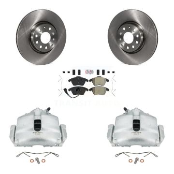 Front Brake Caliper Rotor Semi-Metallic Pad Kit For Volkswagen Jetta Beetle GTI Audi Eos KC8-100115N