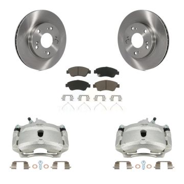 Front Brake Caliper Rotor Ceramic Pad Kit For Honda Civic Si with 1.7L With 5 Lug Wheels KC8-100119C