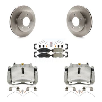 Front Brake Caliper Rotors Semi-Metallic Pad Kit For 04 Ford F-150 4WD With 5 Lug Wheels KC8-100126N