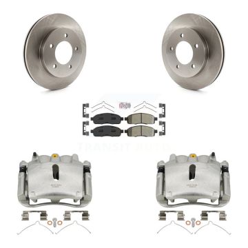 Front Brake Caliper Rotors Semi-Metallic Pad Kit For 04 Ford F-150 4WD With 5 Lug Wheels KC8-100130N