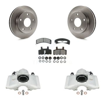 Front Disc Brake Caliper Rotors & Semi-Metallic Pad Kit For 1994-1999 Dodge Ram 1500 4WD KC8-100143S