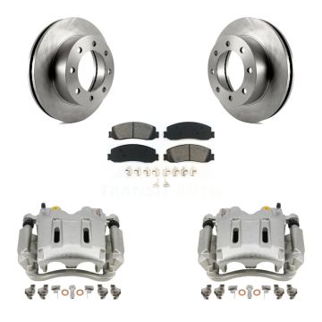 Front Disc Brake Caliper Rotor Semi-Metallic Pad Kit For Ford F-250 Super Duty F-350 4WD KC8-100146S