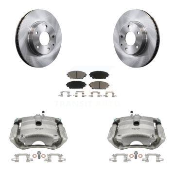 Front Disc Brake Caliper Rotors And Ceramic Pads Kit For 2016-2018 Mazda CX-3 FWD KC8-100147C
