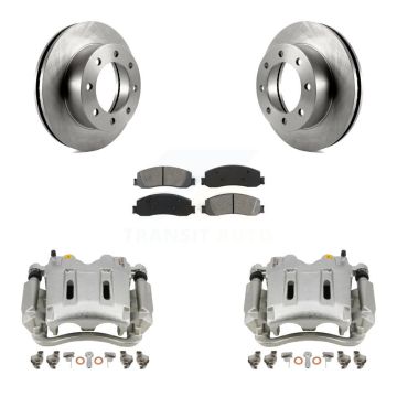 Front Disc Brake Caliper Rotor Semi-Metallic Pad Kit For Ford F-350 Super Duty F-250 4WD KC8-100147S