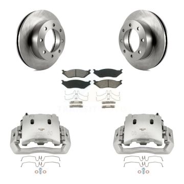 Front Disc Brake Caliper Rotors And Semi-Metallic Pads Kit For Ford F-450 Super Duty KC8-100148S