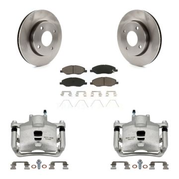 Front Disc Brake Caliper Rotors And Ceramic Pads Kit For 2009-2011 Nissan Versa 1.6L KC8-100150C