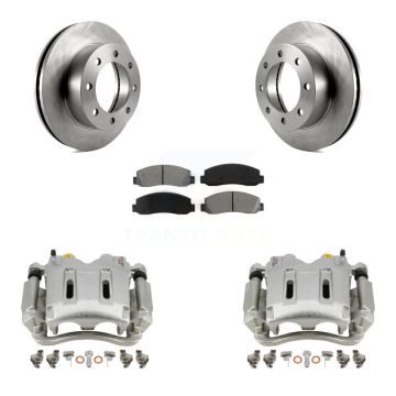 Front Disc Brake Caliper Rotor And Semi-Metallic Pad Kit For Ford F-250 Super Duty F-350 KC8-100150S