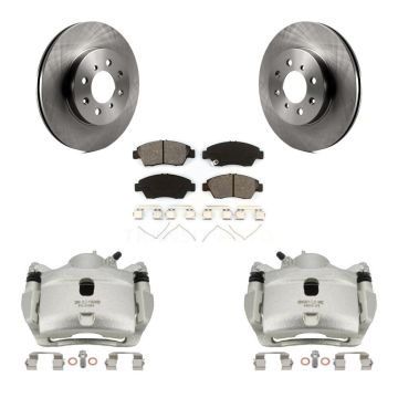 Front Disc Brake Caliper Rotors And Semi-Metallic Pad Kit For 2014 Honda Fit LX Sport DX KC8-100156S