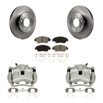 Front Disc Brake Caliper Rotors And Semi-Metallic Pads Kit For Honda Civic KC8-100157S