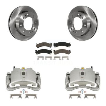 Front Brake Caliper Rotors Ceramic Pad Kit For GMC Chevrolet Sierra 2500 HD Silverado H2 KC8-100158C