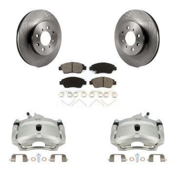 Front Brake Caliper Rotors Semi-Metallic Pad Kit For 04-05 Honda Civic With 4 Lug Wheels KC8-100159S
