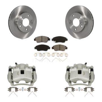Front Disc Brake Caliper Rotors And Semi-Metallic Pads Kit For Honda Civic Acura RSX KC8-100160S