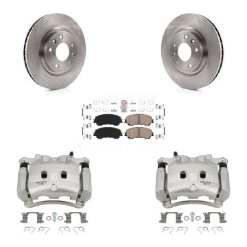 Front Brake Caliper Rotor Ceramic Pad Kit For 17-18 Nissan Rogue Without 3rd Row Seating KC8-100162N