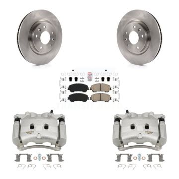 Front Brake Caliper Rotor Ceramic Pad Kit For 17-18 Nissan Rogue Without 3rd Row Seating KC8-100163N