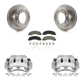 Front Disc Brake Caliper Rotor Ceramic Pad Kit For Ford F-350 Super Duty F-250 Excursion KC8-100170C