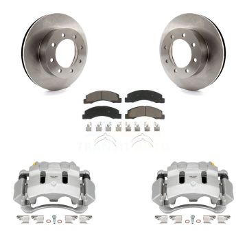 Front Disc Brake Caliper Rotors And Ceramic Pads Kit For Ford F-350 Super Duty F-250 KC8-100171C