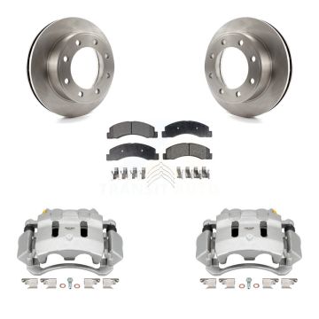 Front Disc Brake Caliper Rotor And Semi-Metallic Pad Kit For Ford F-350 Super Duty F-250 KC8-100172P