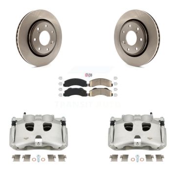 Front Brake Caliper Rotor And Ceramic Pad Kit For 2012-2014 Ford F-150 With 7 Lug Wheels KC8-100173N