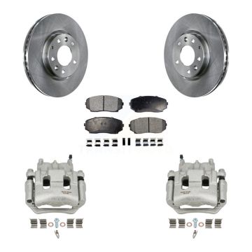 Front Disc Brake Caliper Rotors And Semi-Metallic Pads Kit For 2007-2009 Lincoln MKX FWD KC8-100178P