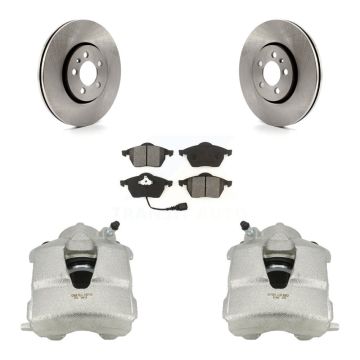 Front Disc Brake Caliper Rotors & Semi-Metallic Pad Kit For Volkswagen Jetta Golf Beetle KC8-100192S