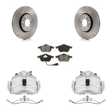 Front Disc Brake Caliper Rotor Semi-Metallic Pad Kit For 2006 Volkswagen Jetta 2.5L/1.9L KC8-100193S
