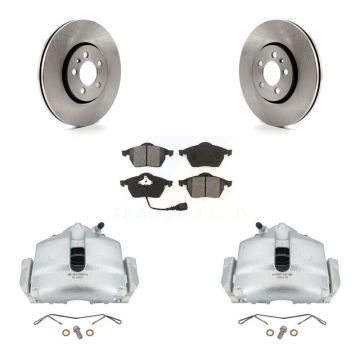 Front Disc Brake Caliper Rotors And Semi-Metallic Pad Kit For 2006 Volkswagen Jetta 2.0L KC8-100194S