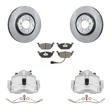 Front Disc Brake Caliper Rotor Semi-Metallic Pad Kit For 2006 Volkswagen Jetta 2.5L/1.9L KC8-100195S