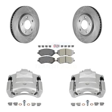 Front Brake Caliper Rotor Semi-Metallic Pad Kit For Dodge Grand Caravan Drum rear brakes KC8-100196N