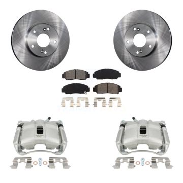 Front Disc Brake Caliper Rotors And Semi-Metallic Pads Kit For Honda Civic Acura CSX KC8-100206S