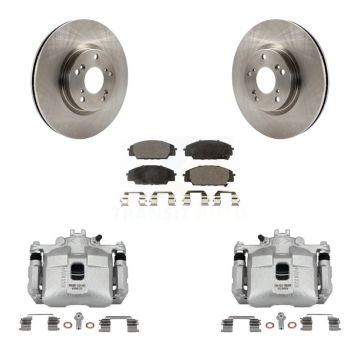 Front Brake Caliper Rotor & Semi-Metallic Pad Kit For 2006-2011 Honda Civic Si with 2.0L KC8-100210P
