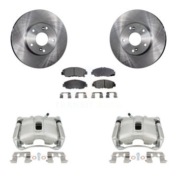 Front Disc Brake Caliper Rotor & Semi-Metallic Pad Kit For 2011 Honda Civic GX with 1.8L KC8-100212P