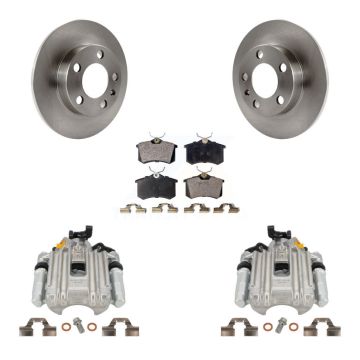 Rear Disc Brake Caliper Rotors And Ceramic Pads Kit For Volkswagen Jetta Golf City KC8-100215T