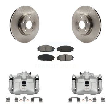 Front Brake Caliper Rotor & Semi-Metallic Pad Kit For 2006-2011 Honda Civic Si with 2.0L KC8-100217S