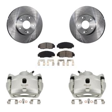 Front Disc Brake Caliper Rotors And Semi-Metallic Pads Kit For 2007 Honda Accord 2.4L KC8-100218S