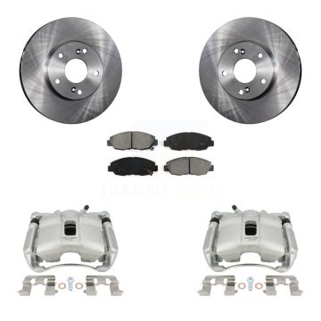 Front Disc Brake Caliper Rotor & Semi-Metallic Pad Kit For 2011 Honda Civic GX with 1.8L KC8-100220S