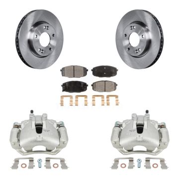 Front Disc Brake Caliper Rotors And Semi-Metallic Pad Kit For Kia Forte Koup Forte5 2.0L KC8-100224P