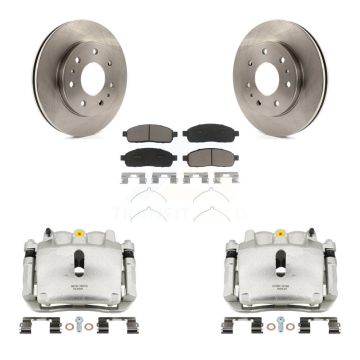 Front Disc Brake Caliper Rotor And Ceramic Pad Kit For 2009 Ford F-150 With 7 Lug Wheels KC8-100235C