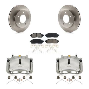 Front Brake Caliper Rotors Semi-Metallic Pad Kit For 04 Ford F-150 4WD With 5 Lug Wheels KC8-100235S