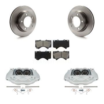 Front Disc Brake Caliper Rotor Semi-Metallic Pad Kit For Lexus LX570 Toyota Land Cruiser KC8-100243S