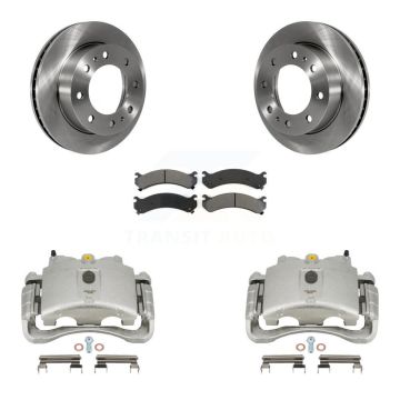 Front Brake Caliper Rotors Semi-Metallic Pad Kit For GMC Chevrolet Sierra 2500 HD Savana KC8-100245S