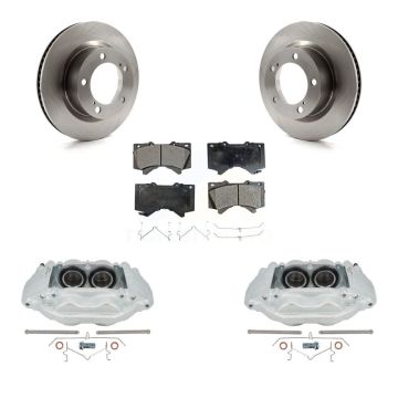 Front Disc Brake Caliper Rotor Semi-Metallic Pad Kit For Lexus LX570 Toyota Land Cruiser KC8-100249P