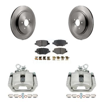 Rear Disc Brake Caliper Rotor Ceramic Pad Kit For Ford Explorer Flex Taurus Police Sedan KC8-100250T