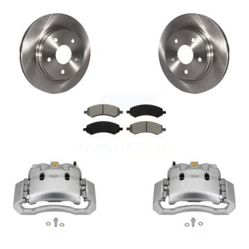Front Brake Caliper Rotors Semi-Metallic Pad Kit For 06 Dodge Ram 1500 With 5 Lug Wheels KC8-100256S