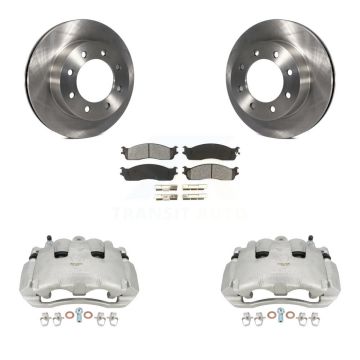 Front Brake Caliper Rotors Semi-Metallic Pad Kit For 06 Dodge Ram 1500 With 8 Lug Wheels KC8-100259S