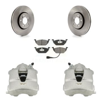 Front Disc Brake Caliper Rotors Semi-Metallic Pad Kit For 2000-2001 Volkswagen Golf 2.0L KC8-100265S