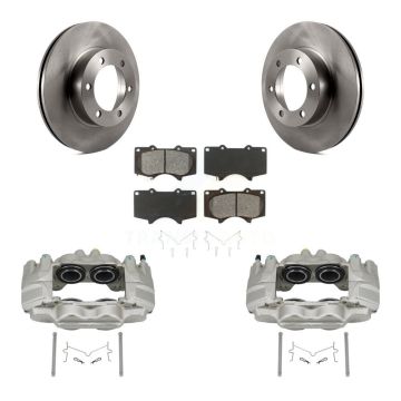 Front Brake Caliper Rotors & Semi-Metallic Pad Kit For Toyota Tundra With Casting # 13WG KC8-100267S