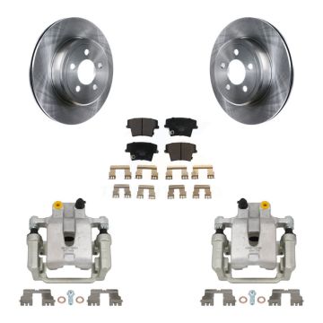 Rear Disc Brake Caliper Rotor & Ceramic Pad Kit For Chrysler 300 Dodge Challenger Magnum KC8-100271T