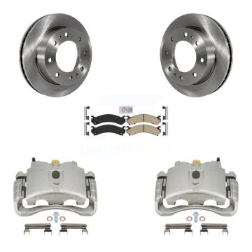 Front Brake Caliper Rotors Ceramic Pad Kit For GMC Chevrolet Sierra 2500 HD Silverado H2 KC8-100272N